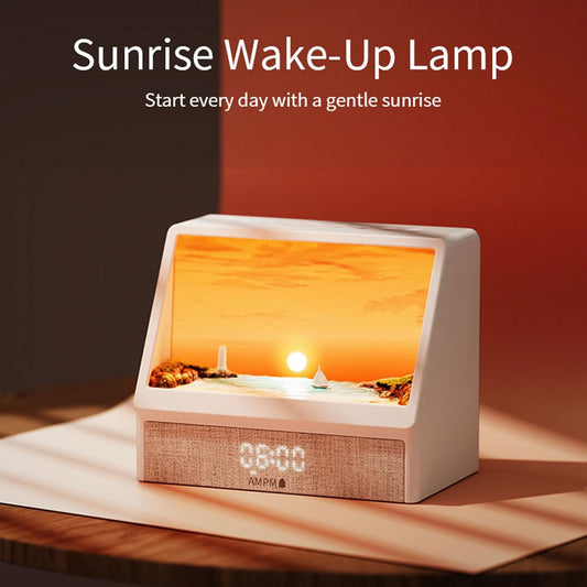 Bluetooth Speaker Alarm Clock – Sunrise Wake-Up Light, 24 White Noises, Backlit Remote