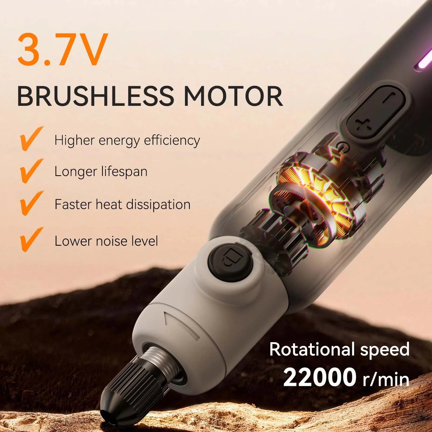 Cordless Rotary Engraving Pen – Brushless Motor, 8 Speeds, 65 Accessories