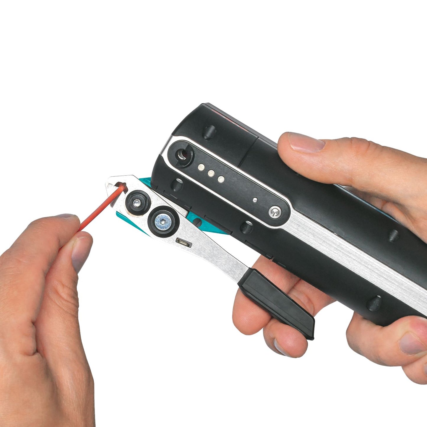 Automatic Wire Stripping & Crimping Tool – Battery-Powered, Handheld, Complete Kit