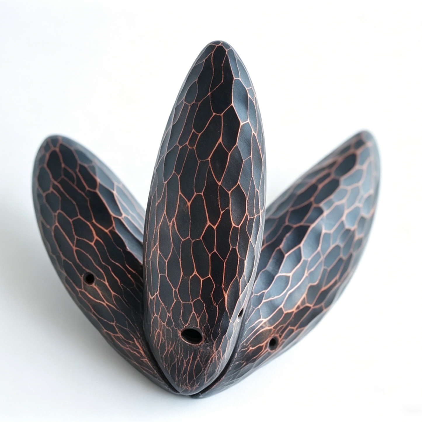 Triple Chamber Ceramic Flute – "Forest Meditation" Handcrafted Ocarina