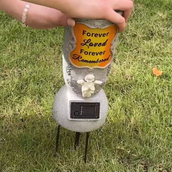 Solar Cemetery Grave Vase – LED Angel Headstone Vase with Ground Spike