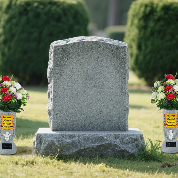 Solar Cemetery Grave Vase – LED Angel Headstone Vase with Ground Spike