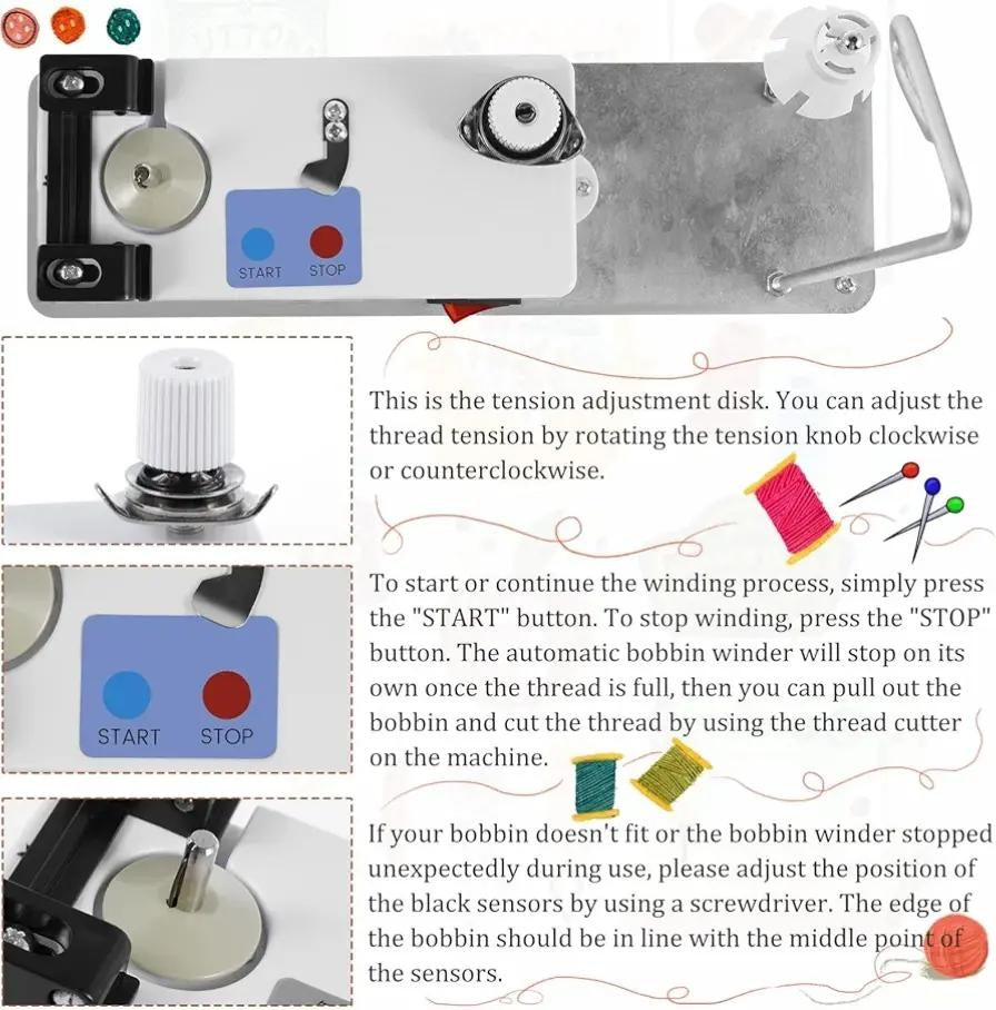 Portable Automatic Bobbin Winder – High-Speed Electric with Auto-Stop for Sewing Machines
