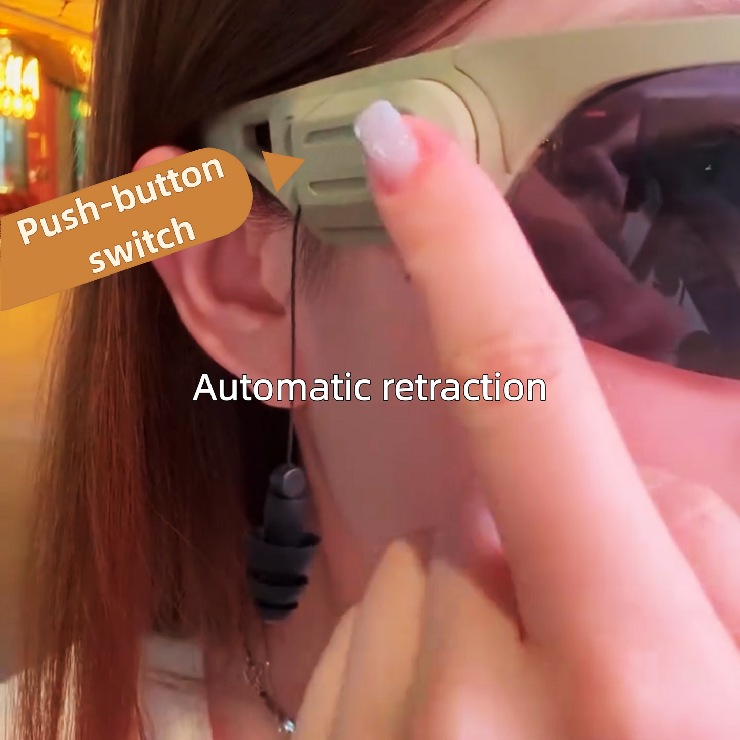 Shooting glasses with earplugs – Built-in Hearing Protection That Clicks Back