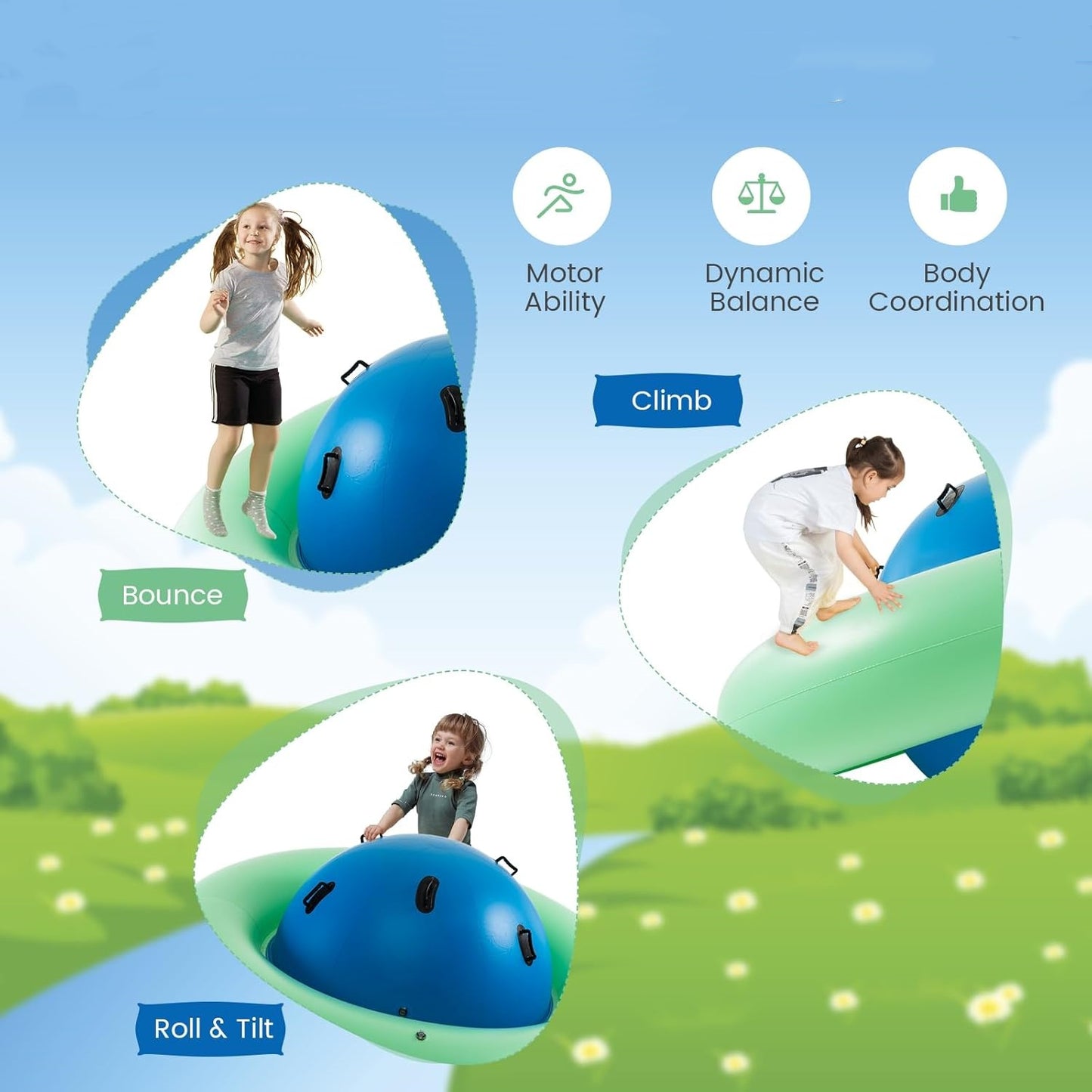 Giant Inflatable Dome Rocker – 7.5FT Active Play Sphere with 6 Handles