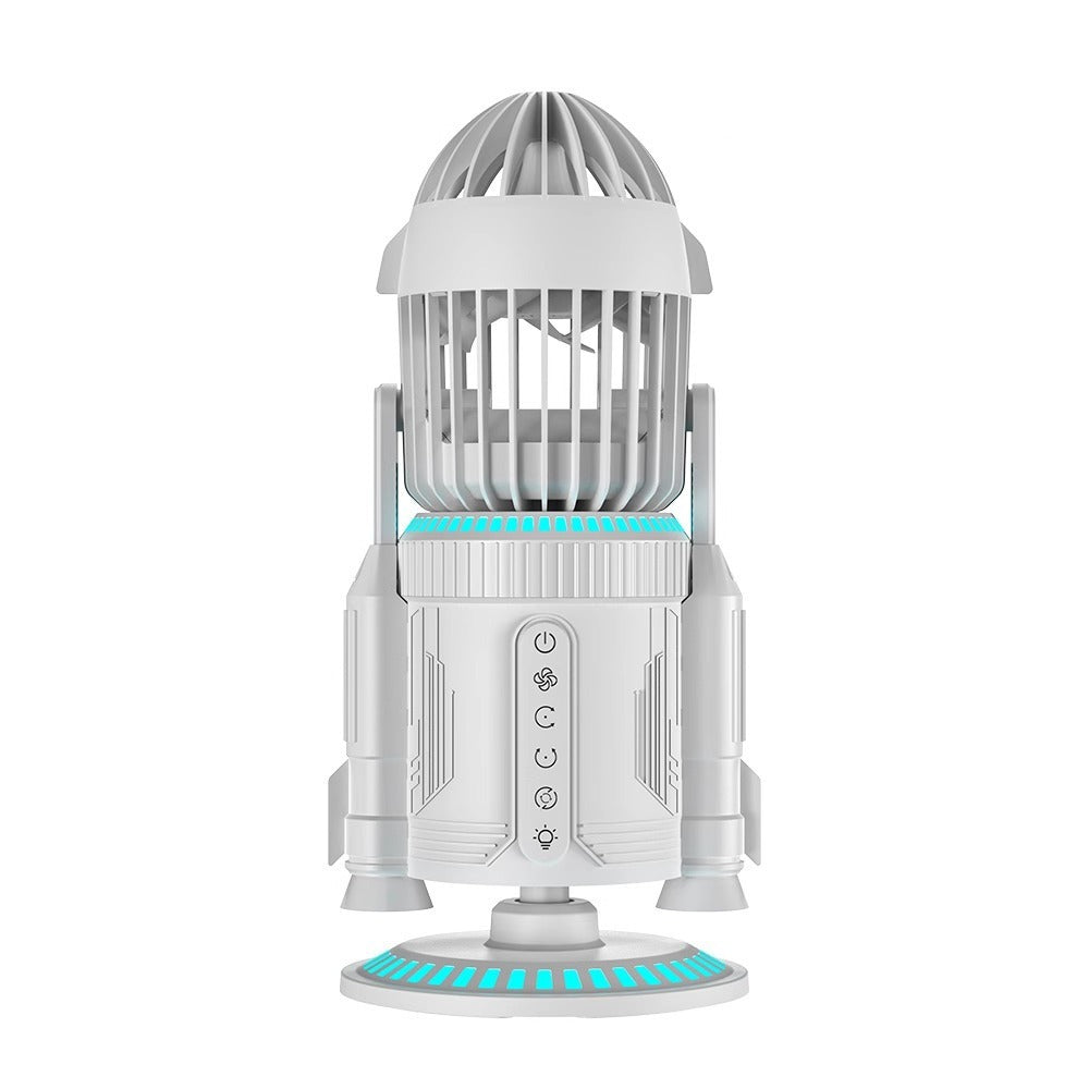 Rocket Desktop Fan – RGB Color Mist Spray Fan, Dual-Drive Silent Cooling