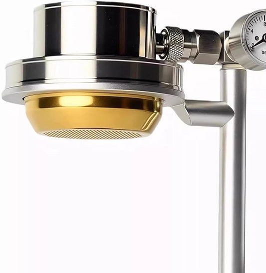 Pneumatic Espresso Machine – 9 Bar Extraction, Pressure Gauge, Stainless Steel, for Camping & Travel