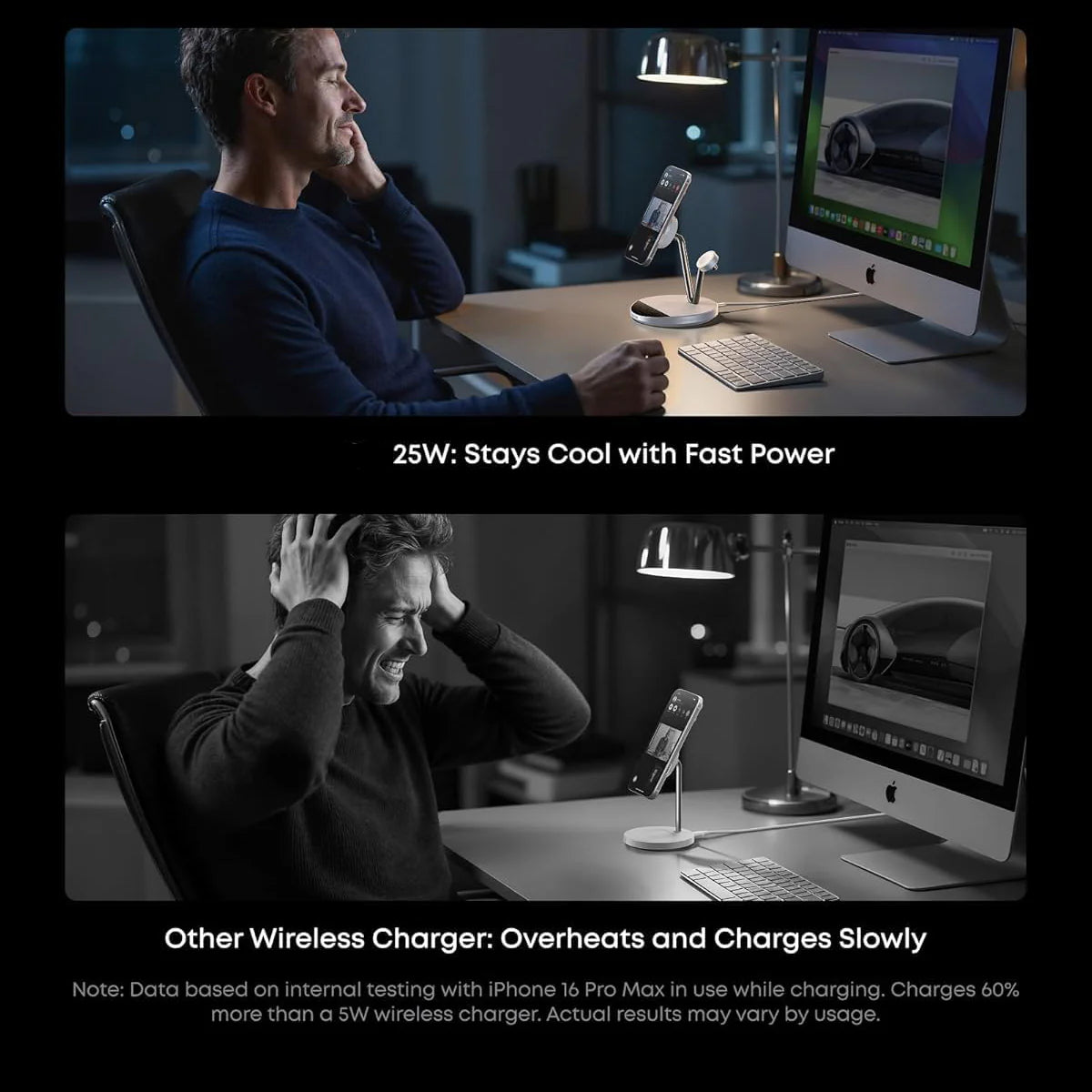 3-in-1 MagSafe Compatible Charging Station – 25W Fast Wireless Charging with Smart Display