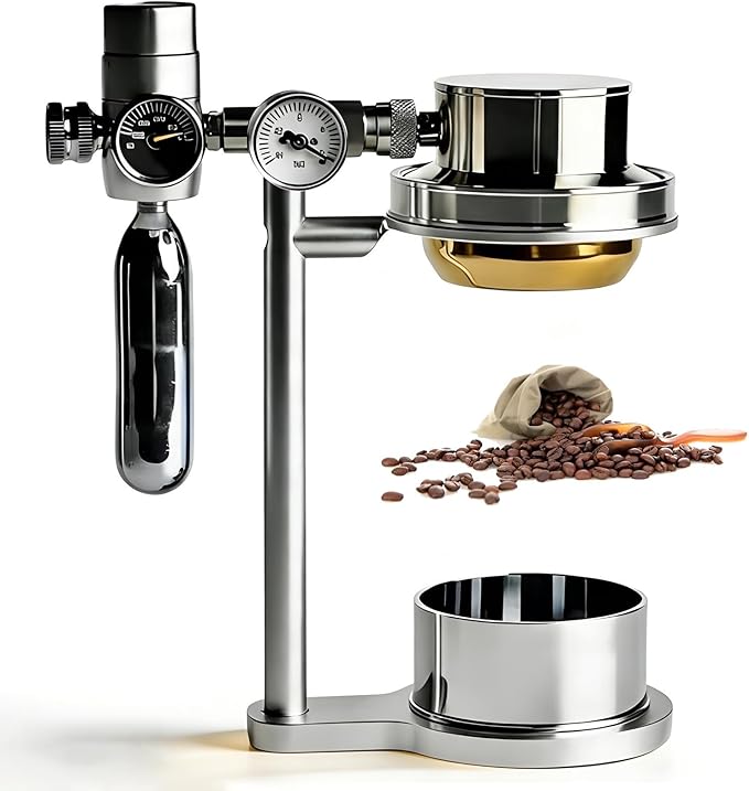 Pneumatic Espresso Machine – 9 Bar Extraction, Pressure Gauge, Stainless Steel, for Camping & Travel