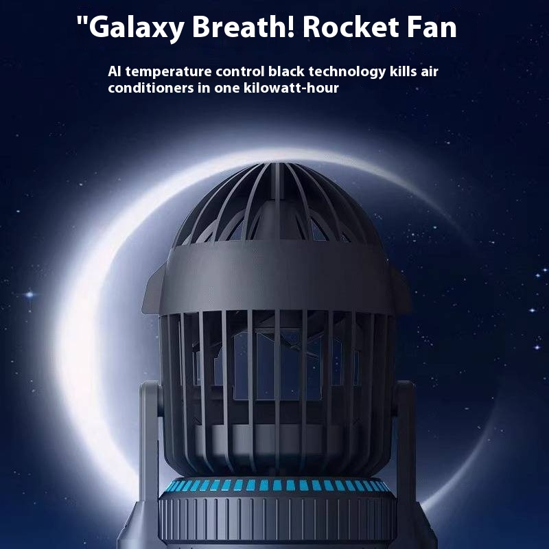 Rocket Desktop Fan – RGB Color Mist Spray Fan, Dual-Drive Silent Cooling