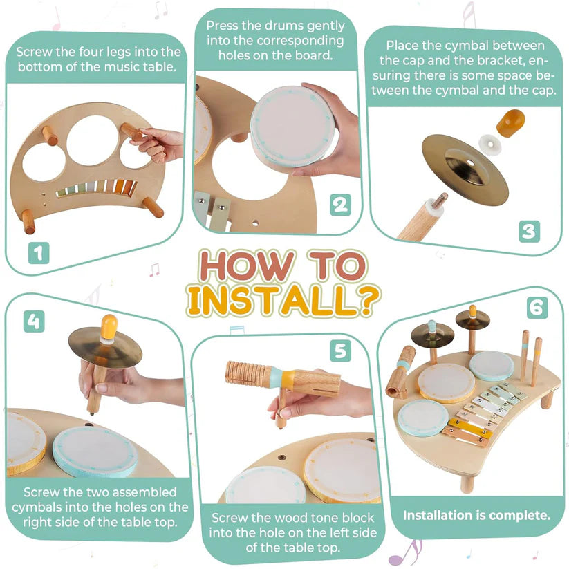 Toddler Drum Set with Xylophone – Montessori Musical Toy for Ages 1–3