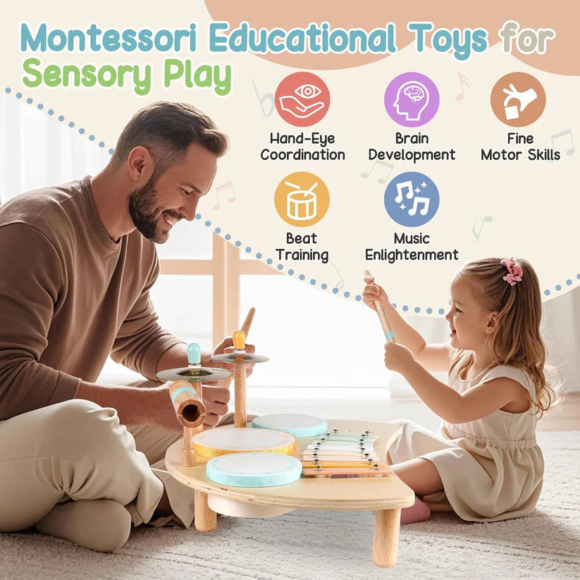 Toddler Drum Set with Xylophone – Montessori Musical Toy for Ages 1–3