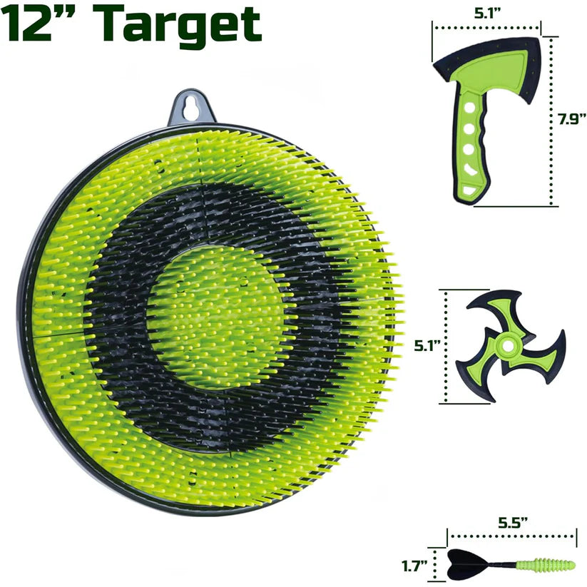 3-in-1 Toy Axe Throwing & Dart Game – Safe Target Practice for Kids Ages 6+