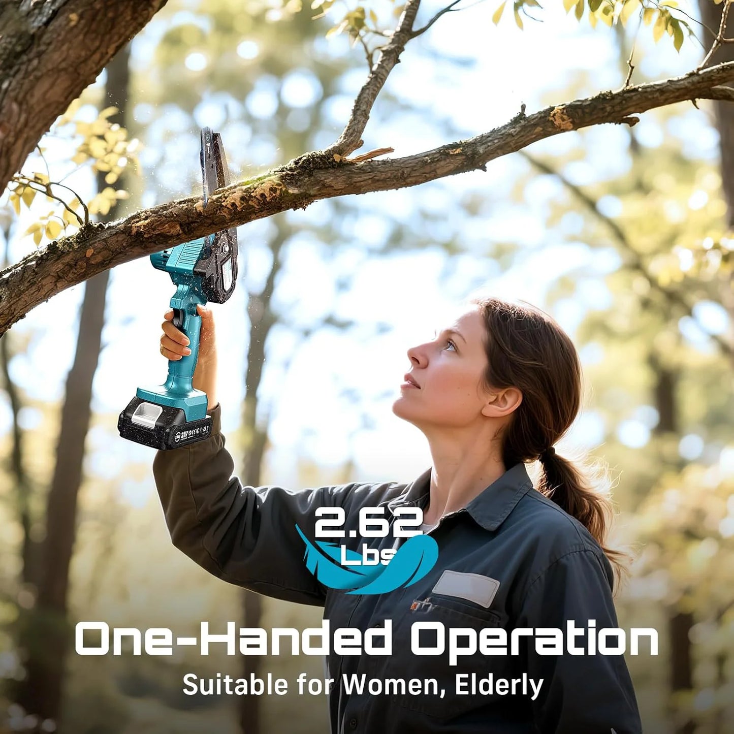 Mini Chainsaw – 6-Inch Cordless Handheld Electric Saw with 2 Batteries
