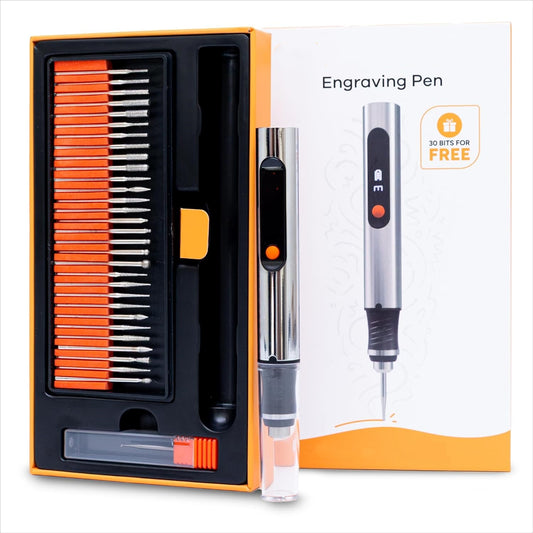 Cordless Engraving Pen – 3 Speeds, 30 Bits, Works on 50+ Surfaces