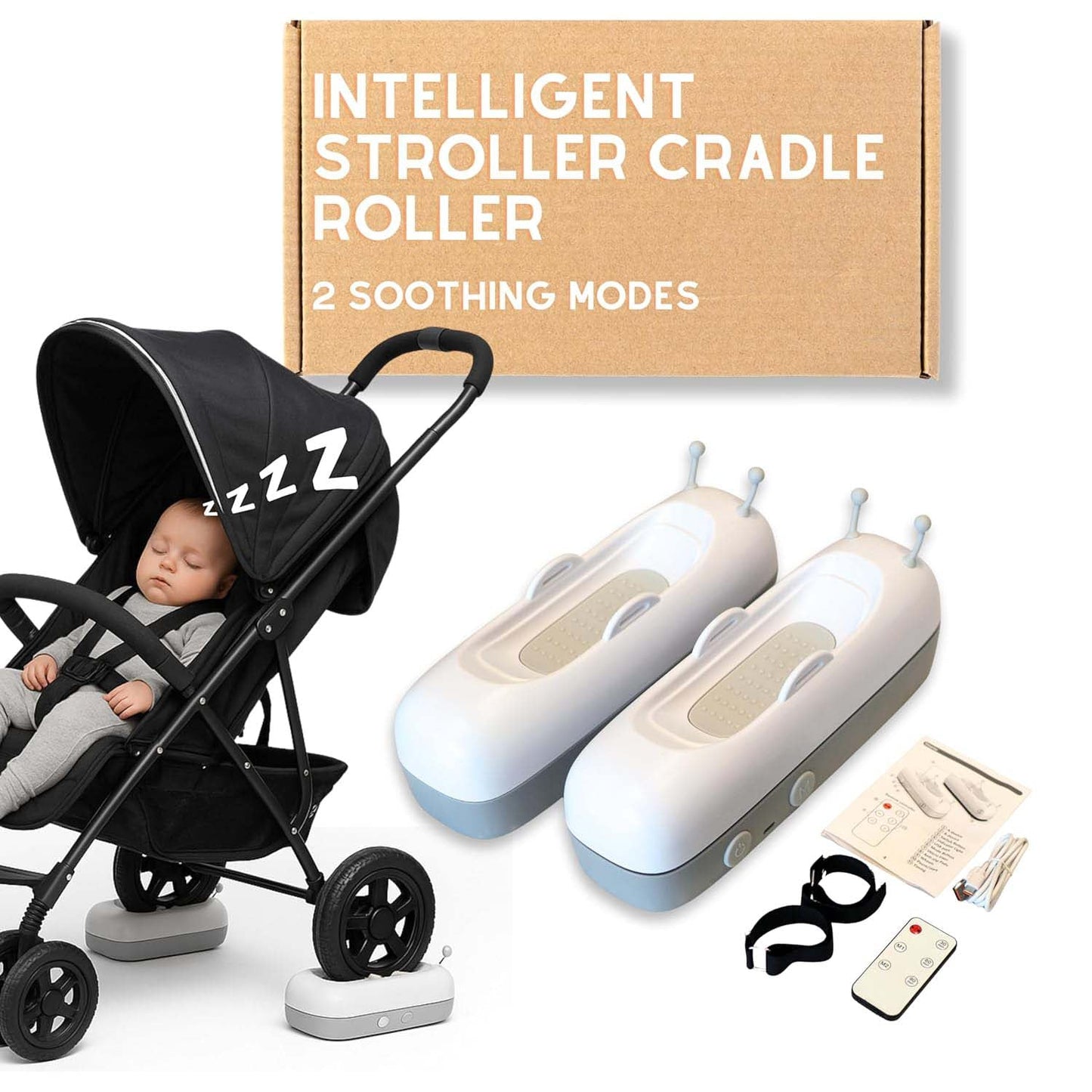 Smart Baby Soother – Automatic Stroller Rocker with Wireless Remote & 90-Minute Timer