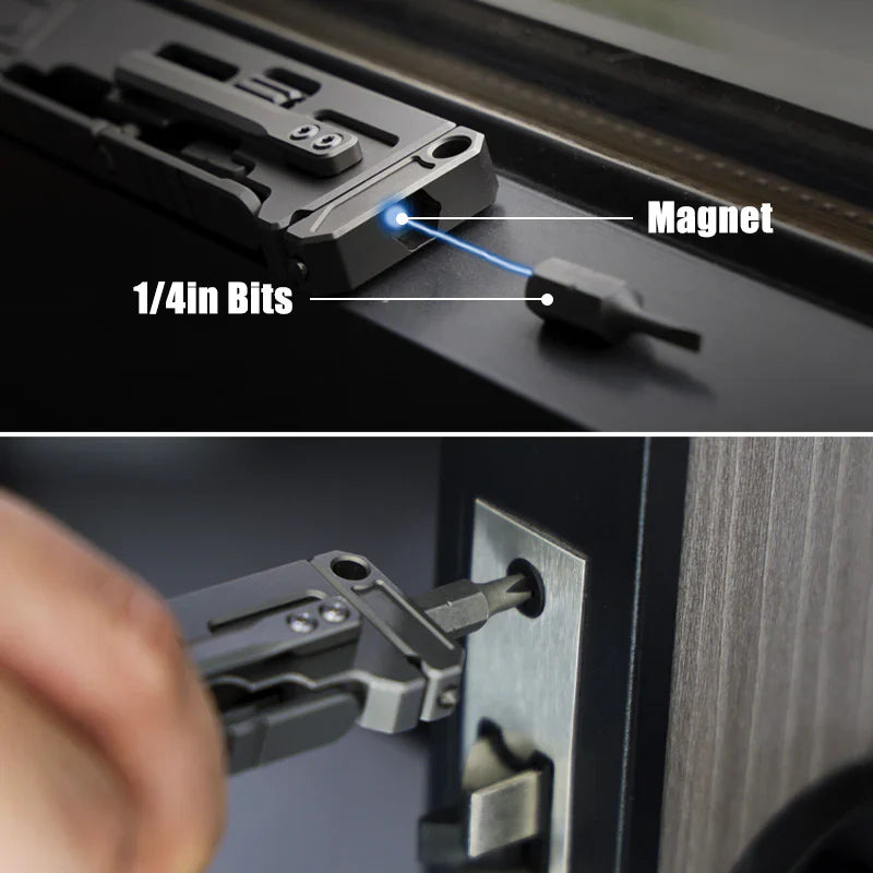 12-in-1 Titanium Multi-Function Pry Bar – Pen-Sized EDC Tool with Tritium Glow Slots