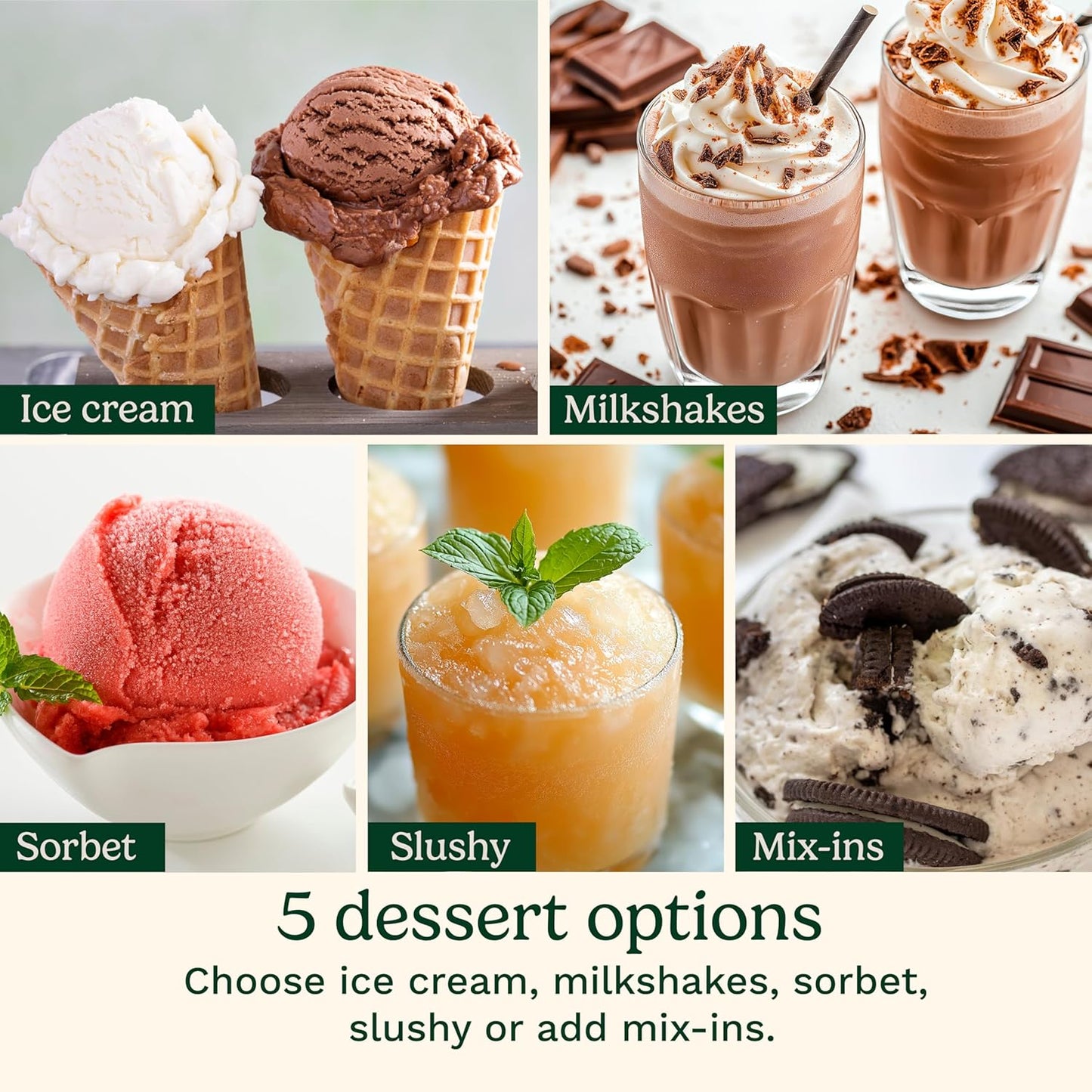Portable 5-in-1 Ice Cream Maker – Milkshakes, Slushies, Sorbets & Mix-Ins