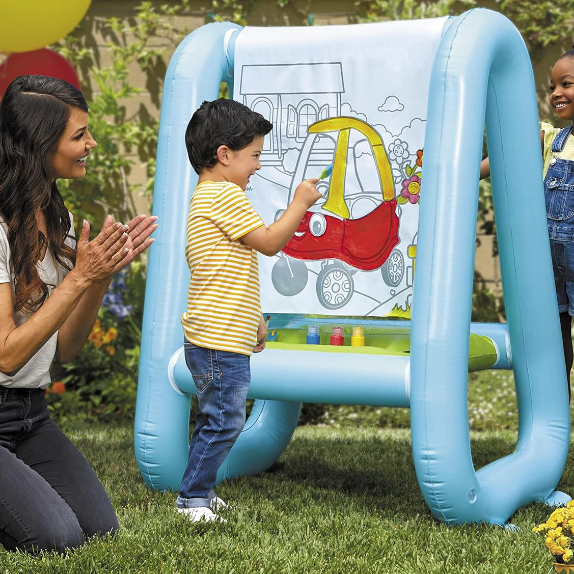 3-in-1 Inflatable Painting Easel for Kids – Outdoor Art Game with Washable Paints, Ages 3+