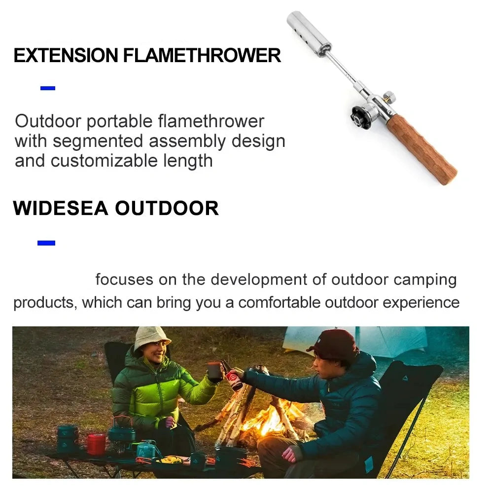 Long Flame Igniter – Portable Camping & BBQ Gas Burner with Wooden Handle