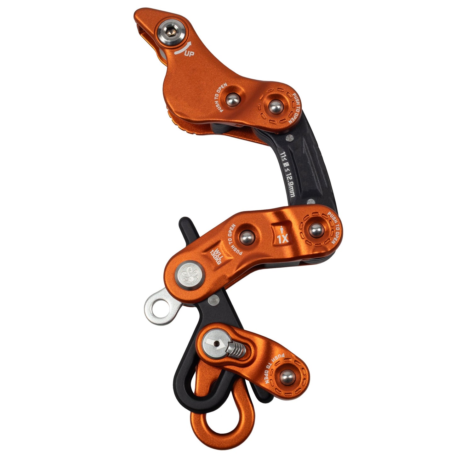 Grooved Rope Slide – Arborist Climbing Device with 7 Tool‑Free Friction Settings