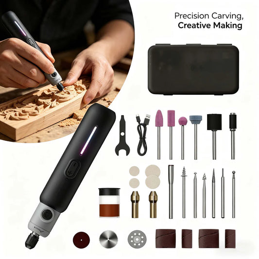 Cordless Rotary Engraving Pen – Brushless Motor, 8 Speeds, 65 Accessories