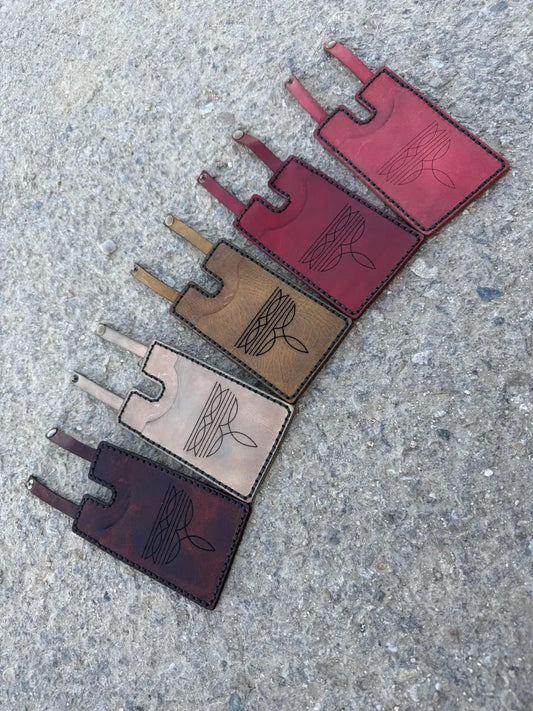 Leather boot wallet with snap strap, Western style