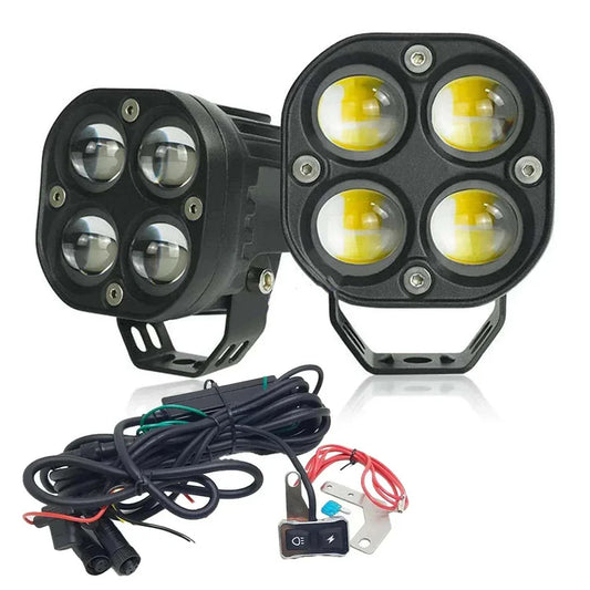 4 LED Fog Light Kit – Dual-Color (Yellow/White), 80W High Brightness with Wiring Harness