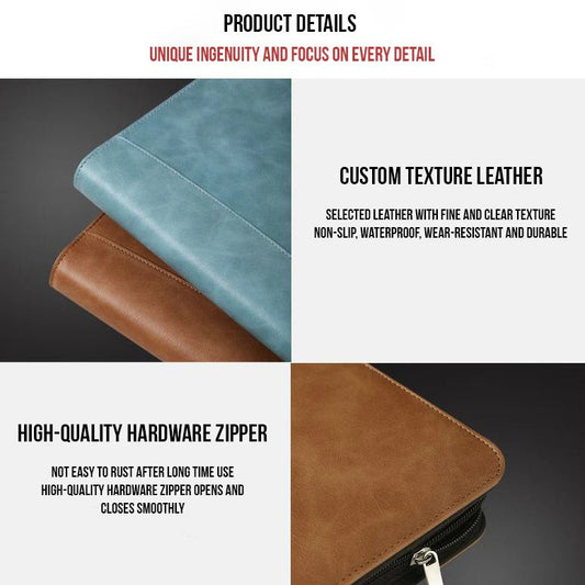 Multifunctional Leather A4 File Folder