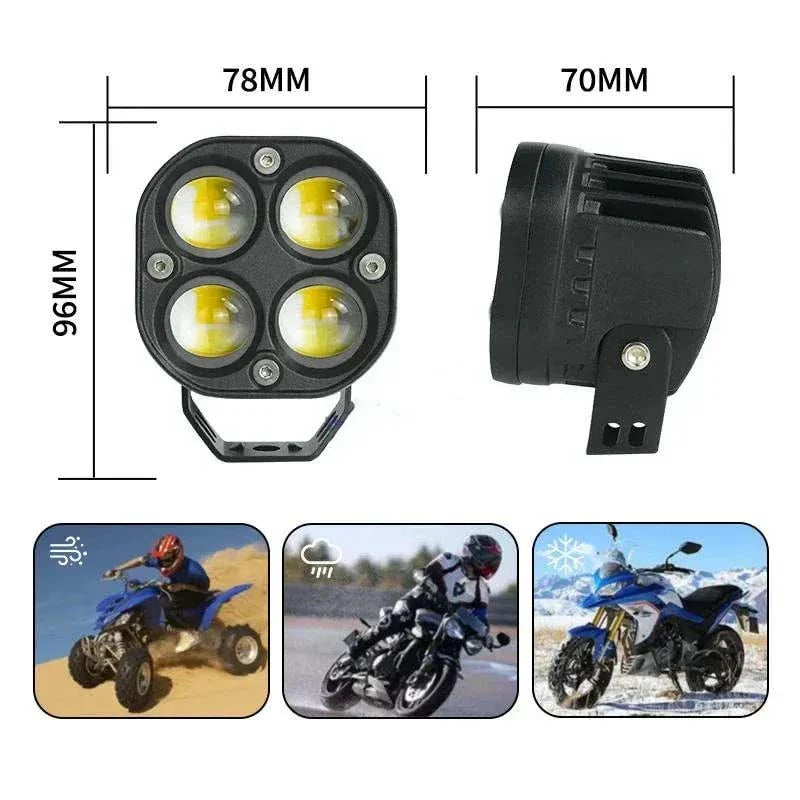 4 LED Fog Light Kit – Dual-Color (Yellow/White), 80W High Brightness with Wiring Harness