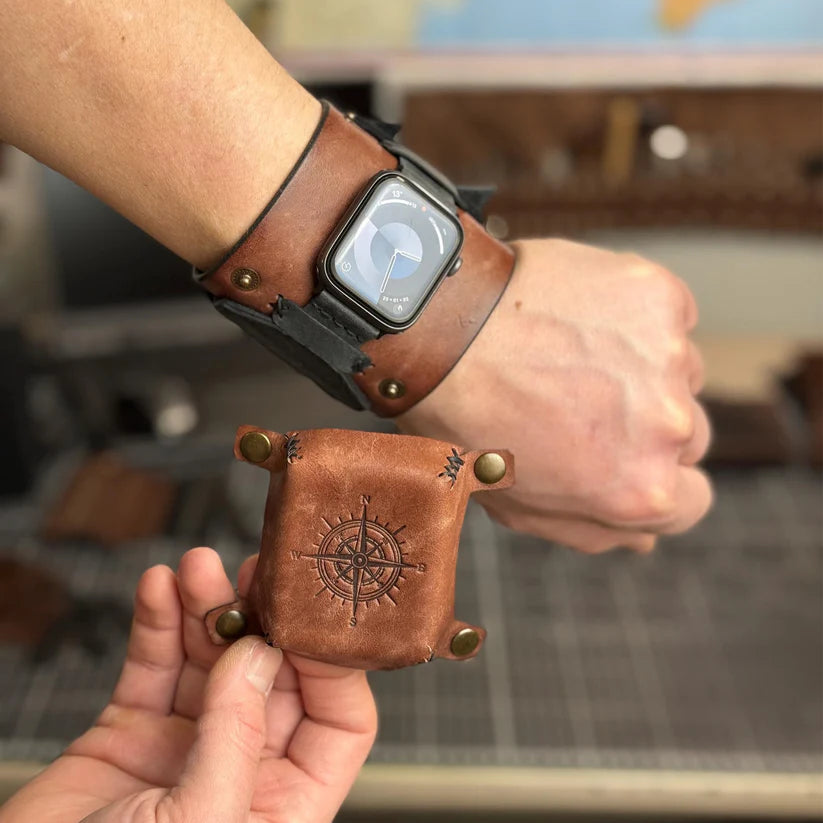 Genuine Leather Flip Strap – Wide Handcrafted Design for Smartwatches & Classic Watches