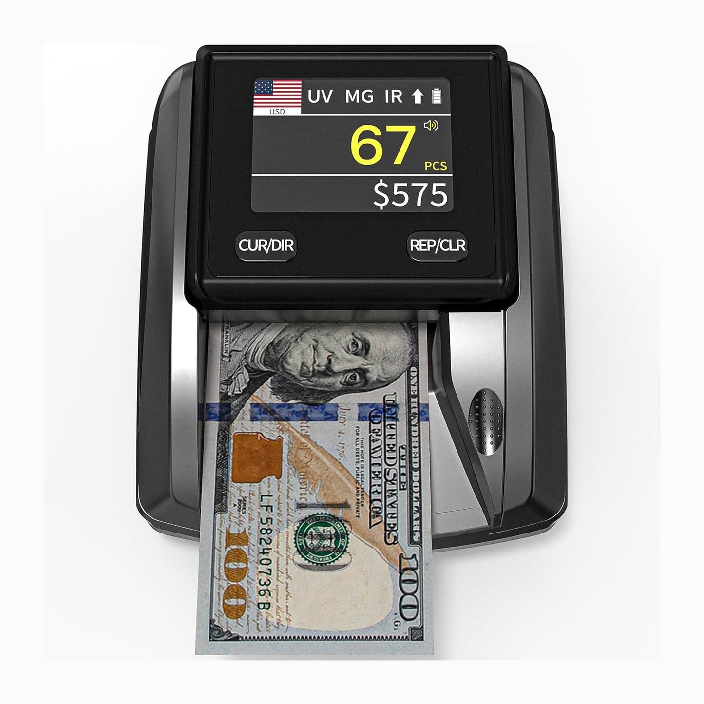 Counterfeit Money Detector – Digital Screen, Denomination & Total Calculation, 4‑Way Scanning