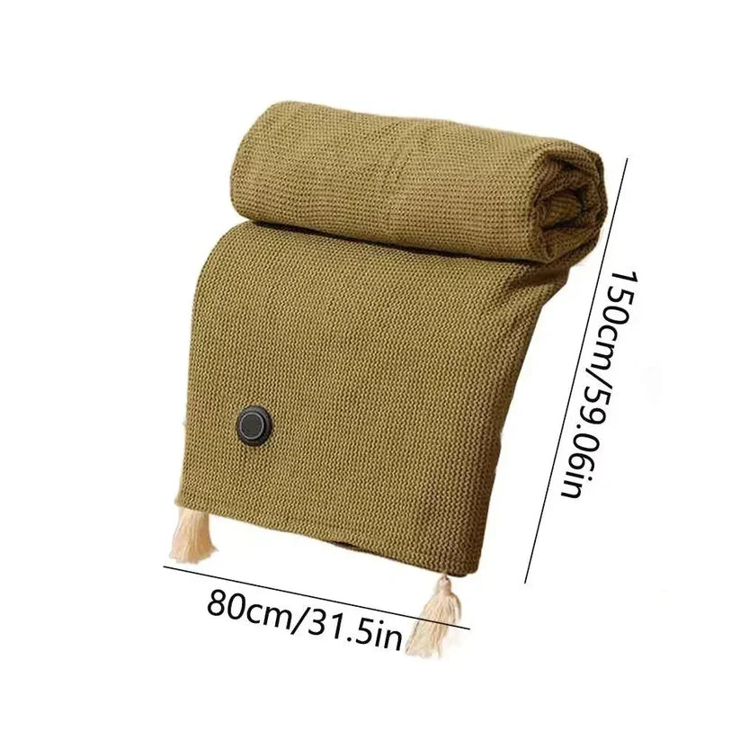 USB Heated Shawl Blanket – Wearable Electric Heating Shawl with Zipper Closure
