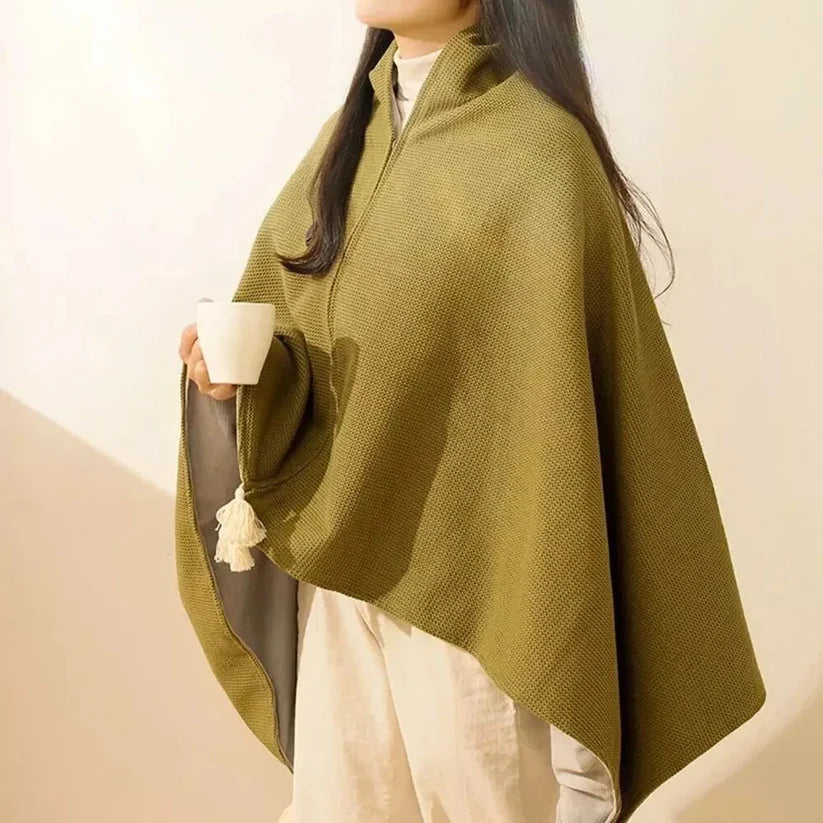 USB Heated Shawl Blanket – Wearable Electric Heating Shawl with Zipper Closure