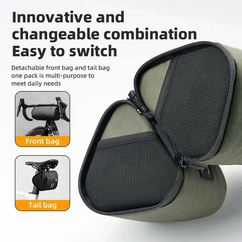 2-in-1 Bicycle Front Bag: Detachable Handlebar Bag, Frame Bag, and Saddle Bag