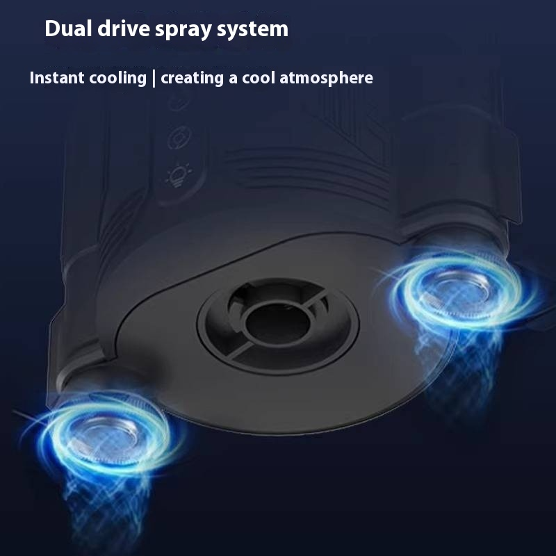 Rocket Desktop Fan – RGB Color Mist Spray Fan, Dual-Drive Silent Cooling